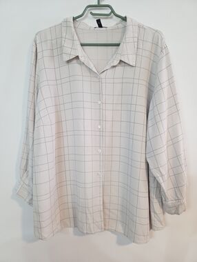 Eileen Fisher windowpane button down shirt Sz 3X